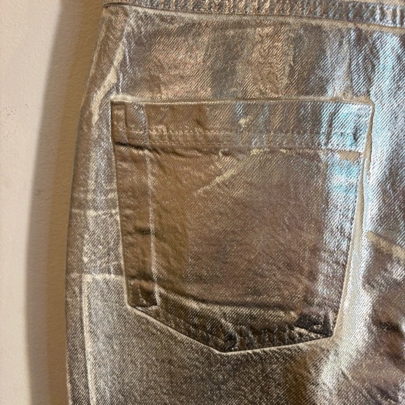 ZARA Sz M The Pleated High Waist Metallic Silver Midi Skirt NEW WITH TAGS - Picture 8 of 12